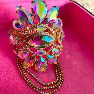 Large crystal rhinestone arm cuff bracelet